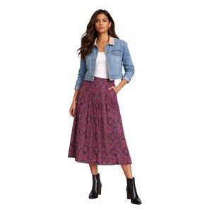 Northern Isles Pleated Paisley Rayon Midi Skirt | Boho Cottagecore | Women’s 12
